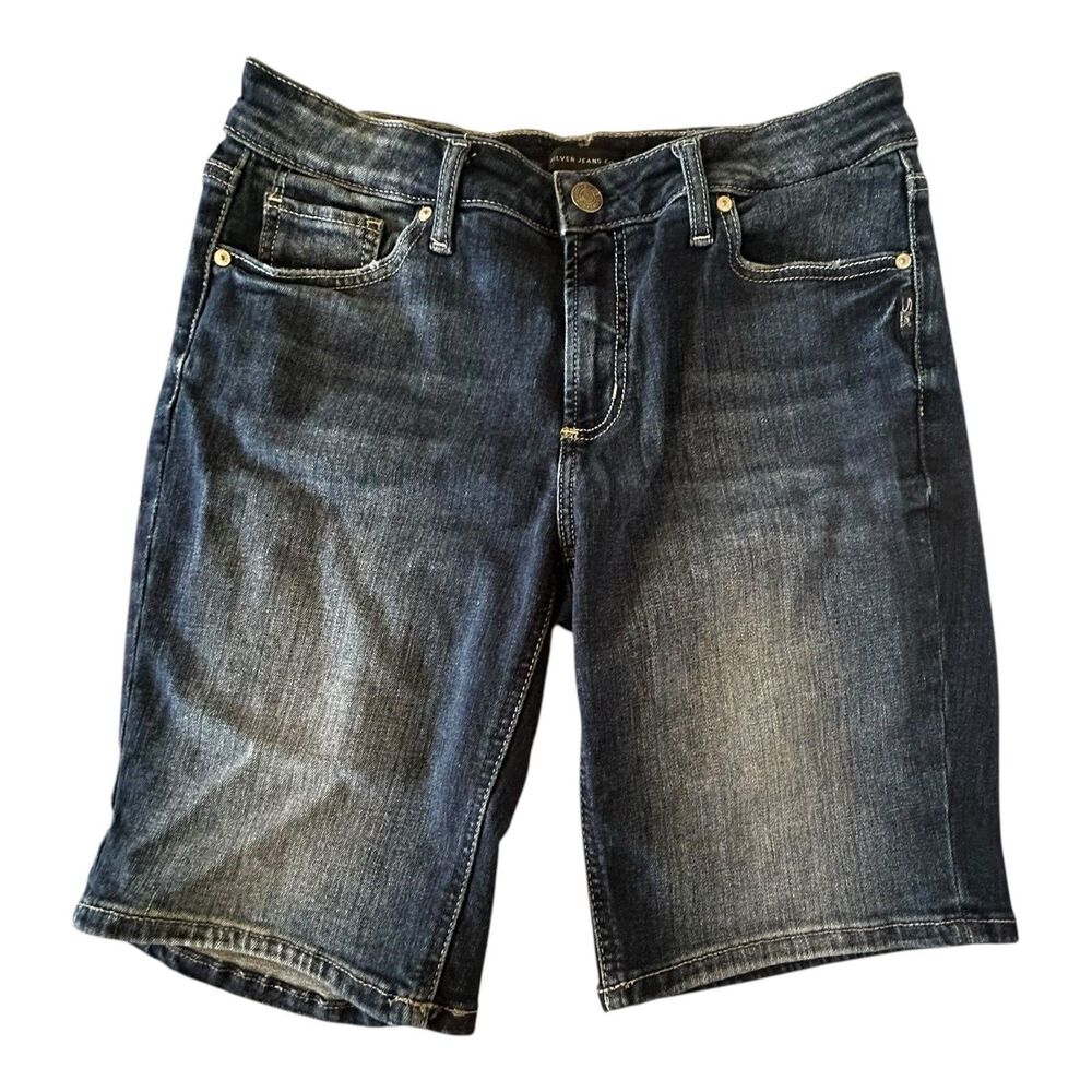 Silver Jeans Co Elyse Bermuda Shorts Women Sz 32” (29 On Tag) Dark Blue Denim